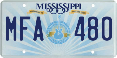 MS license plate MFA480