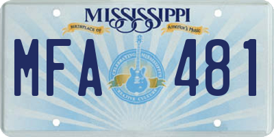 MS license plate MFA481