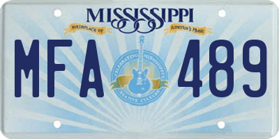 MS license plate MFA489
