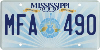 MS license plate MFA490