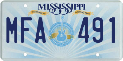 MS license plate MFA491