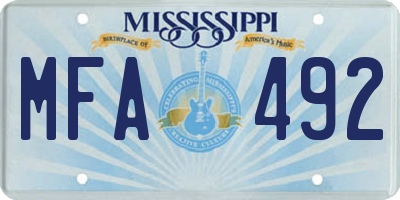MS license plate MFA492