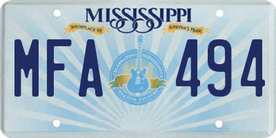 MS license plate MFA494