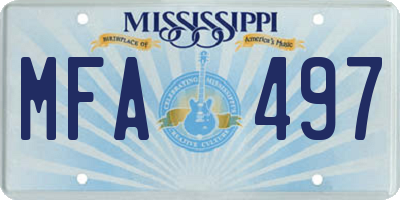MS license plate MFA497