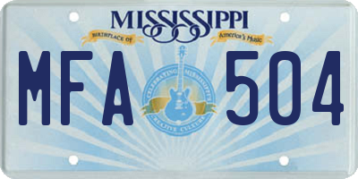 MS license plate MFA504