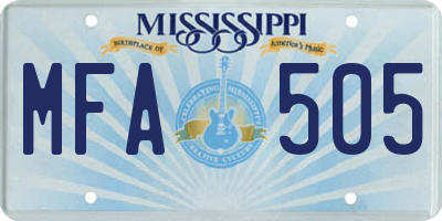 MS license plate MFA505