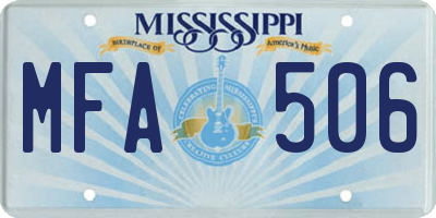MS license plate MFA506