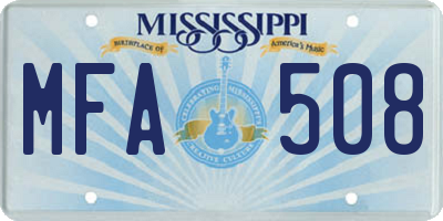 MS license plate MFA508
