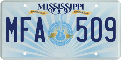 MS license plate MFA509