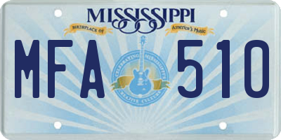 MS license plate MFA510