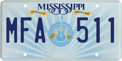 MS license plate MFA511