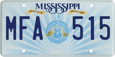MS license plate MFA515