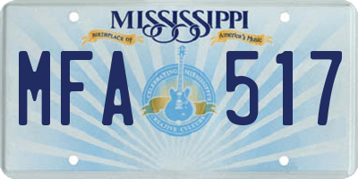 MS license plate MFA517