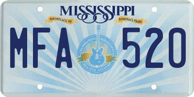 MS license plate MFA520