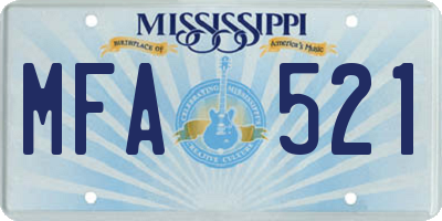 MS license plate MFA521