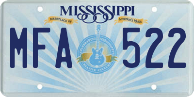 MS license plate MFA522