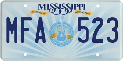 MS license plate MFA523