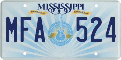 MS license plate MFA524
