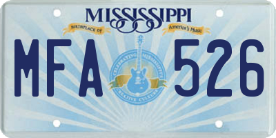 MS license plate MFA526