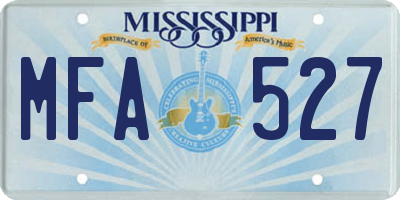 MS license plate MFA527
