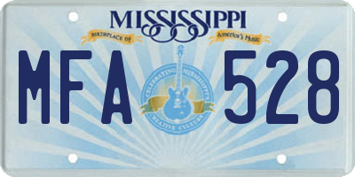 MS license plate MFA528