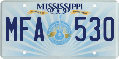MS license plate MFA530