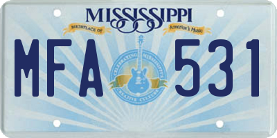 MS license plate MFA531