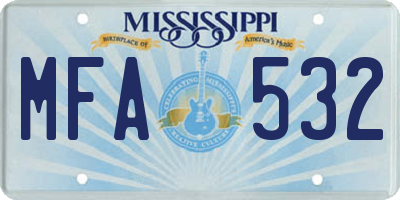 MS license plate MFA532