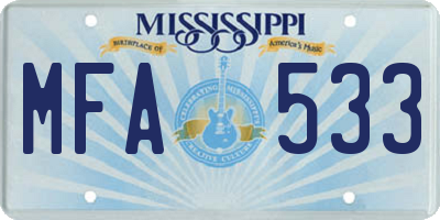 MS license plate MFA533