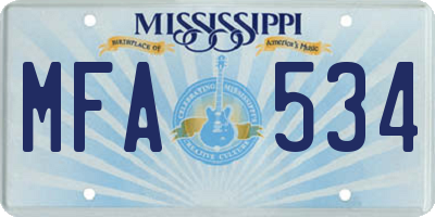 MS license plate MFA534