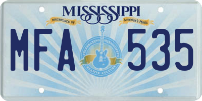 MS license plate MFA535