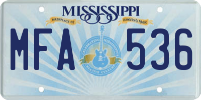 MS license plate MFA536