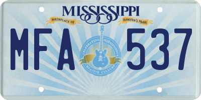 MS license plate MFA537
