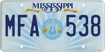MS license plate MFA538