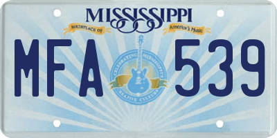 MS license plate MFA539