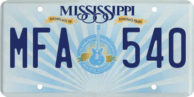MS license plate MFA540