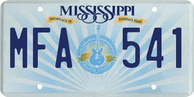 MS license plate MFA541