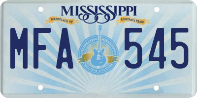 MS license plate MFA545