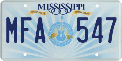 MS license plate MFA547