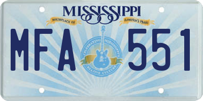 MS license plate MFA551
