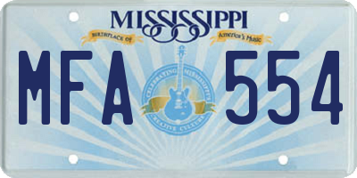 MS license plate MFA554