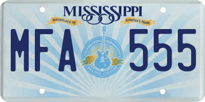 MS license plate MFA555