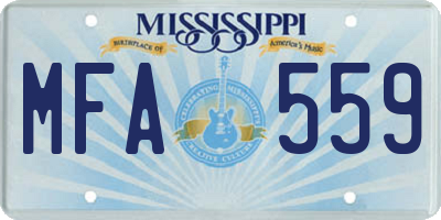 MS license plate MFA559