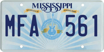 MS license plate MFA561