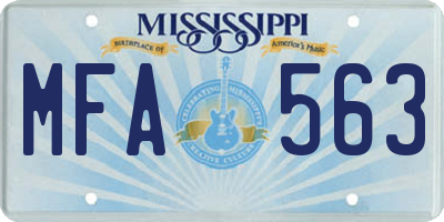 MS license plate MFA563