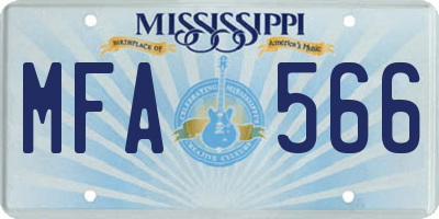 MS license plate MFA566