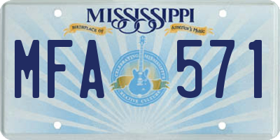 MS license plate MFA571