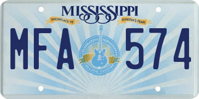 MS license plate MFA574