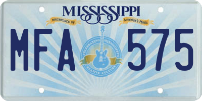 MS license plate MFA575