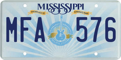 MS license plate MFA576